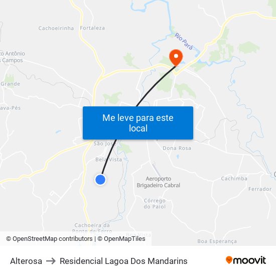 Alterosa to Residencial Lagoa Dos Mandarins map