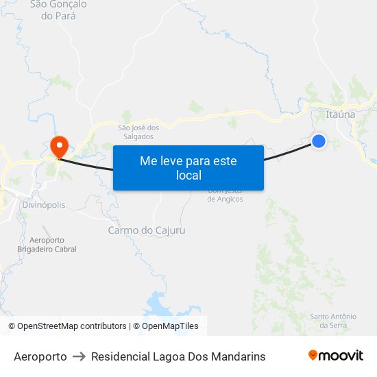 Aeroporto to Residencial Lagoa Dos Mandarins map