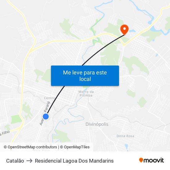 Catalão to Residencial Lagoa Dos Mandarins map