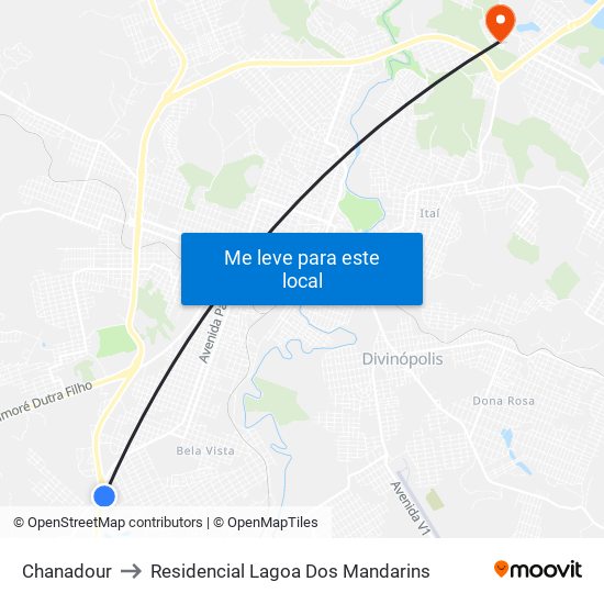 Chanadour to Residencial Lagoa Dos Mandarins map