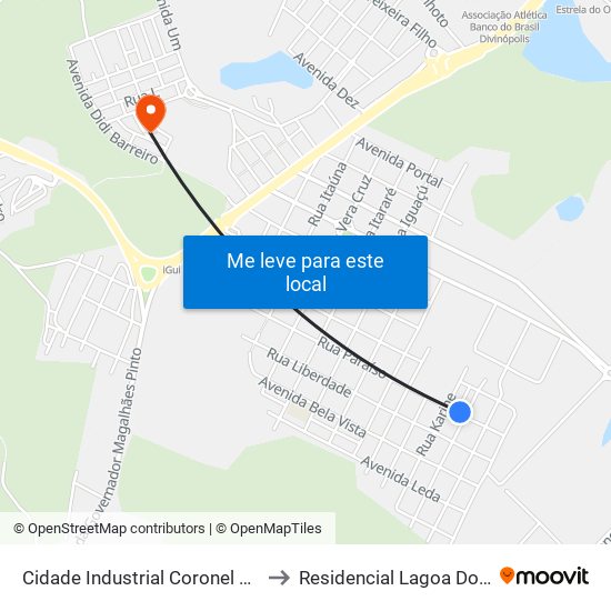Cidade Industrial Coronel Jovelino Rabelo to Residencial Lagoa Dos Mandarins map