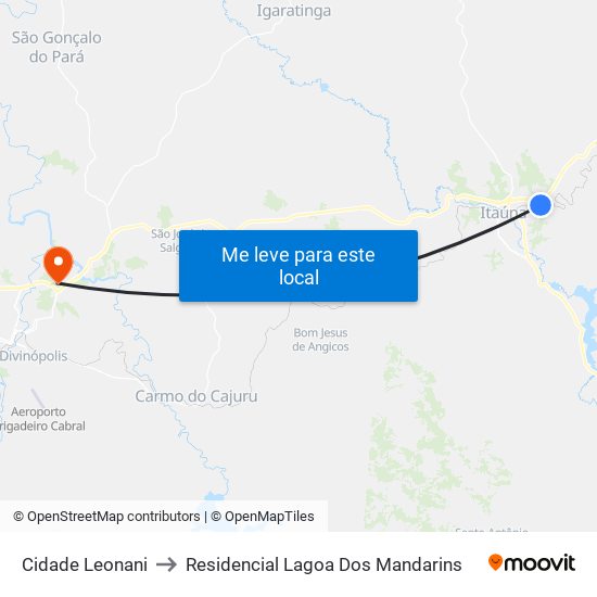 Cidade Leonani to Residencial Lagoa Dos Mandarins map