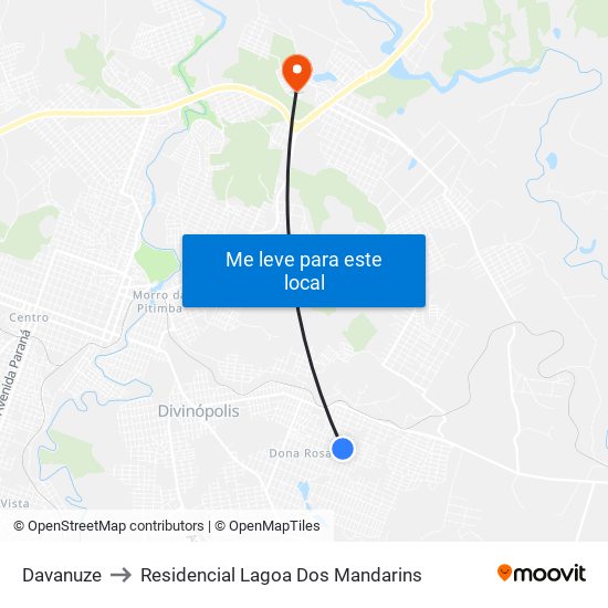 Davanuze to Residencial Lagoa Dos Mandarins map