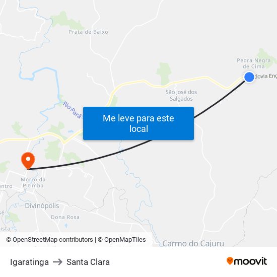 Igaratinga to Santa Clara map