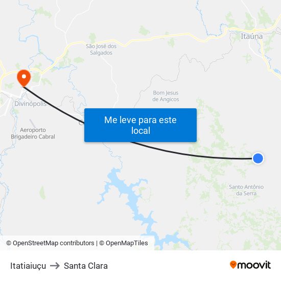 Itatiaiuçu to Santa Clara map