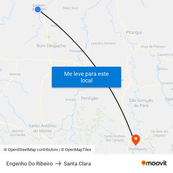 Engenho Do Ribeiro to Santa Clara map