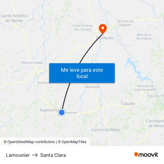 Lamounier to Santa Clara map