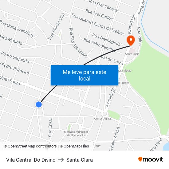 Vila Central Do Divino to Santa Clara map