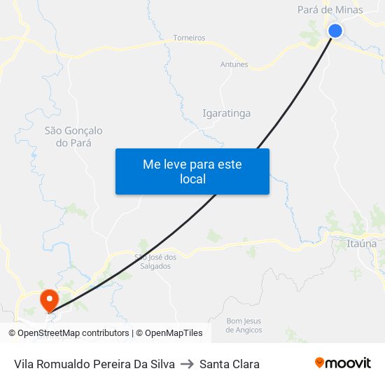 Vila Romualdo Pereira Da Silva to Santa Clara map