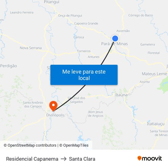 Residencial Capanema to Santa Clara map