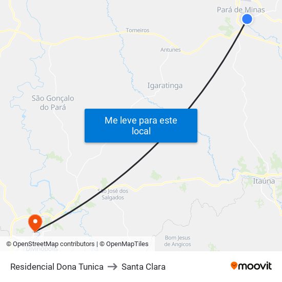 Residencial Dona Tunica to Santa Clara map