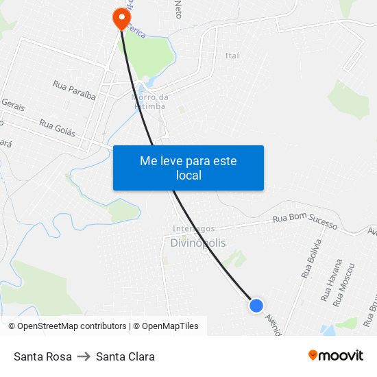 Santa Rosa to Santa Clara map