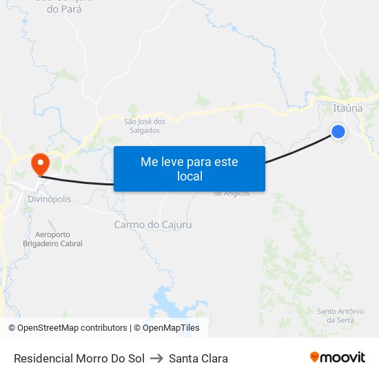 Residencial Morro Do Sol to Santa Clara map