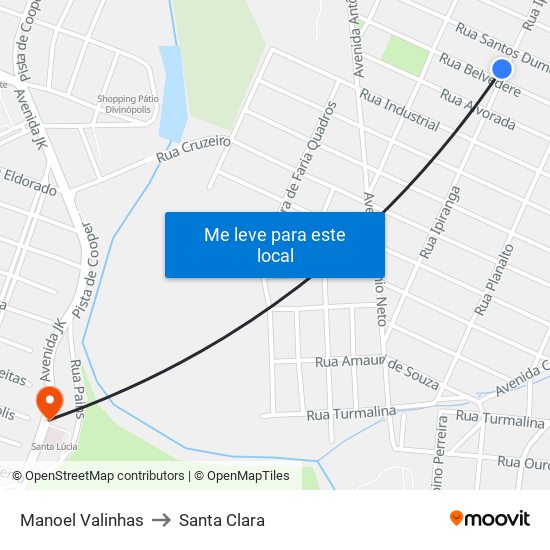 Manoel Valinhas to Santa Clara map