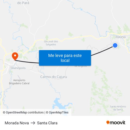 Morada Nova to Santa Clara map