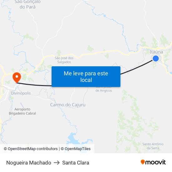 Nogueira Machado to Santa Clara map