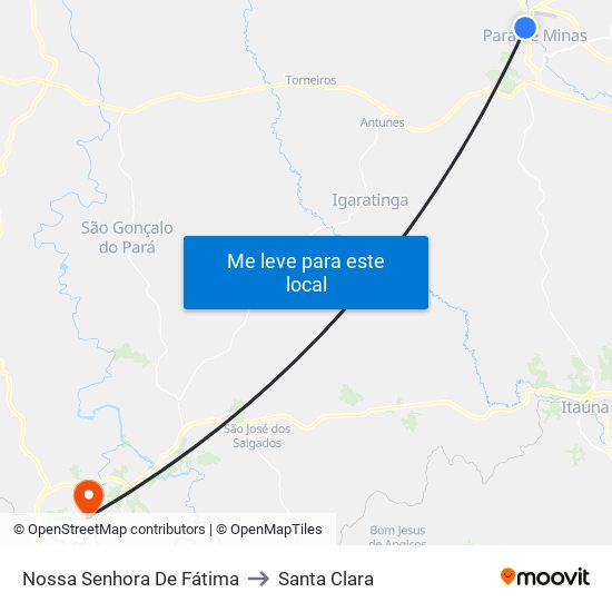 Nossa Senhora De Fátima to Santa Clara map