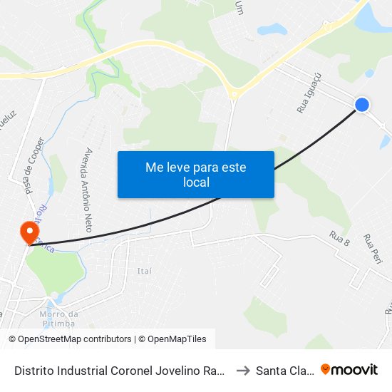 Distrito Industrial Coronel Jovelino Rabelo to Santa Clara map