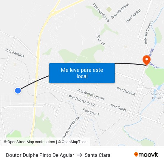 Doutor Dulphe Pinto De Aguiar to Santa Clara map