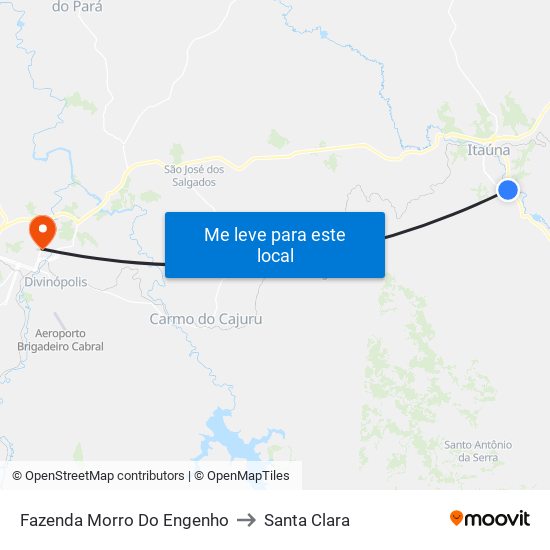 Fazenda Morro Do Engenho to Santa Clara map