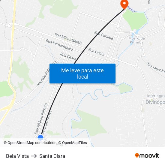 Bela Vista to Santa Clara map