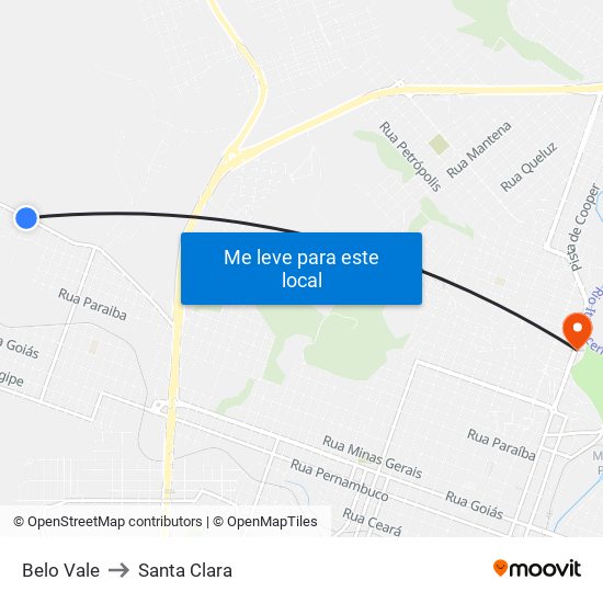 Belo Vale to Santa Clara map