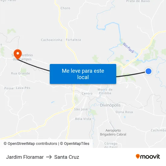 Jardim Floramar to Santa Cruz map