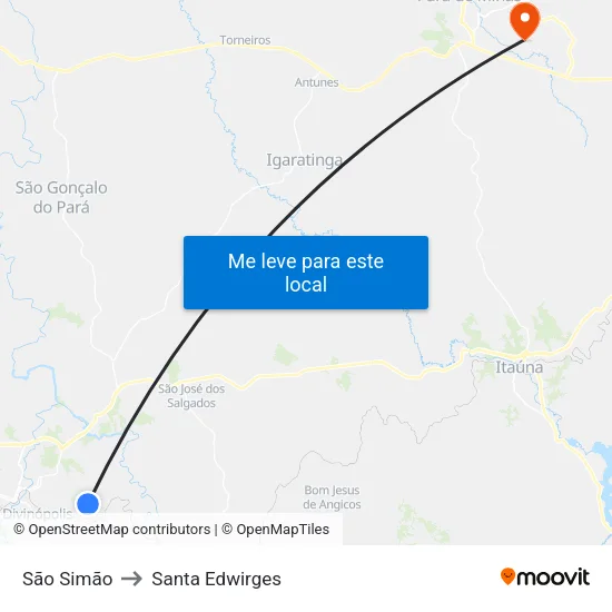 São Simão to Santa Edwirges map