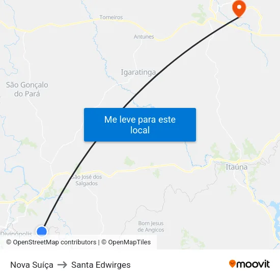 Nova Suíça to Santa Edwirges map
