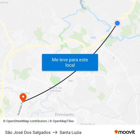 São José Dos Salgados to Santa Luzia map