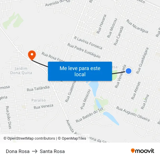 Dona Rosa to Santa Rosa map