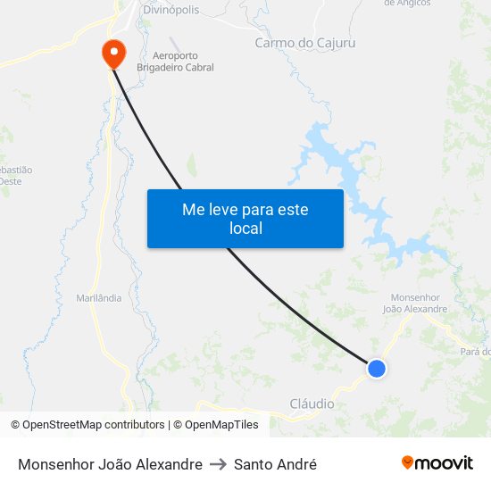 Monsenhor João Alexandre to Santo André map