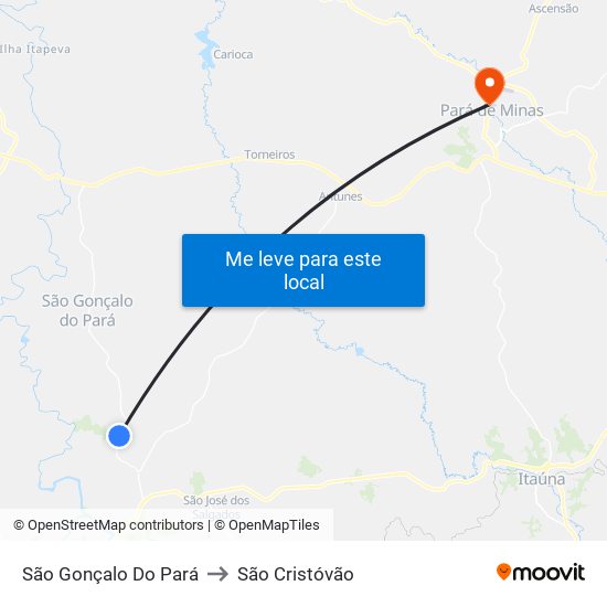 São Gonçalo Do Pará to São Cristóvão map