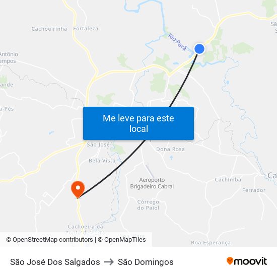 São José Dos Salgados to São Domingos map