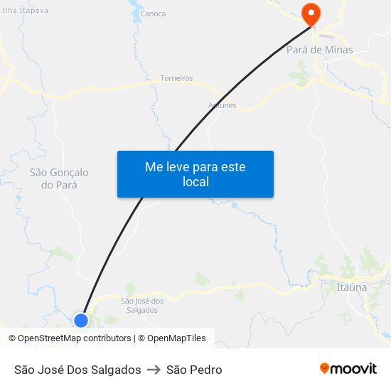 São José Dos Salgados to São Pedro map