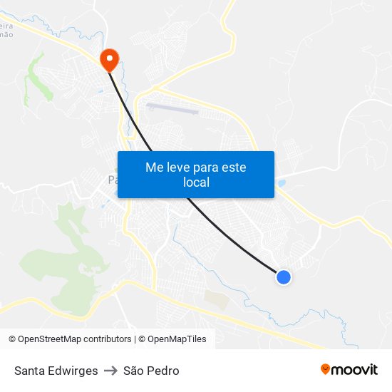 Santa Edwirges to São Pedro map