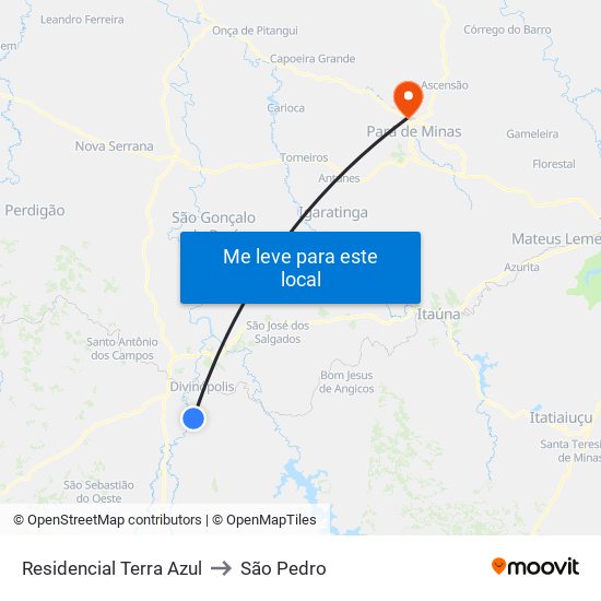 Residencial Terra Azul to São Pedro map
