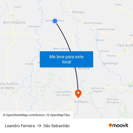 Leandro Ferreira to São Sebastião map