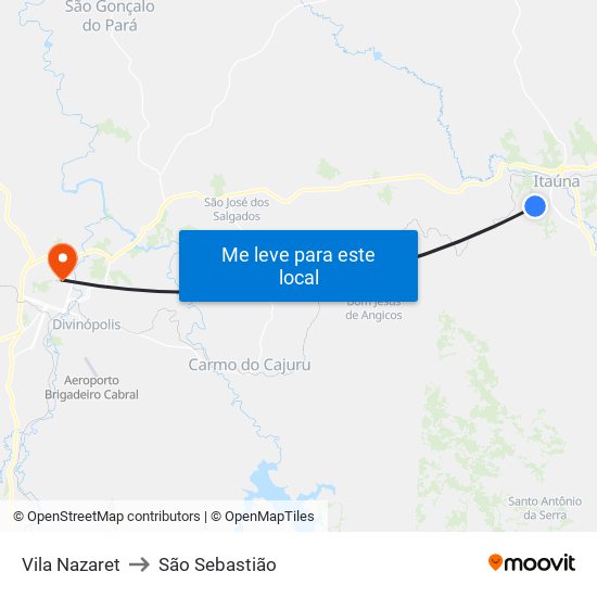 Vila Nazaret to São Sebastião map