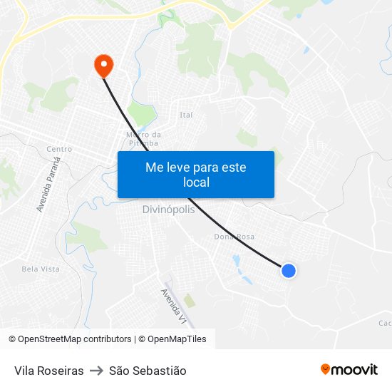 Vila Roseiras to São Sebastião map