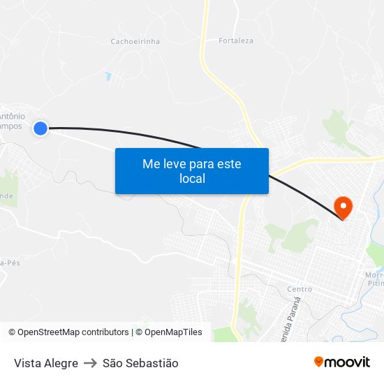 Vista Alegre to São Sebastião map