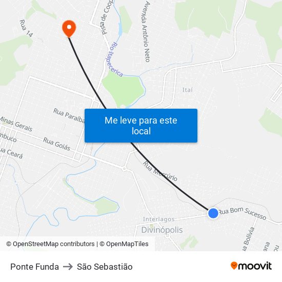 Ponte Funda to São Sebastião map