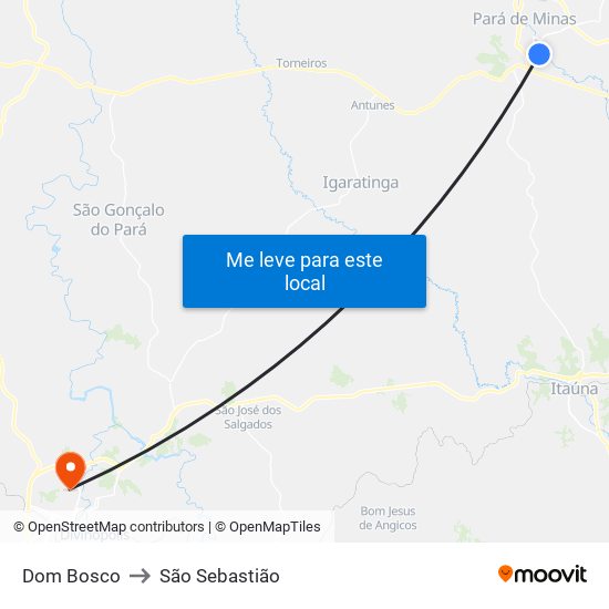 Dom Bosco to São Sebastião map