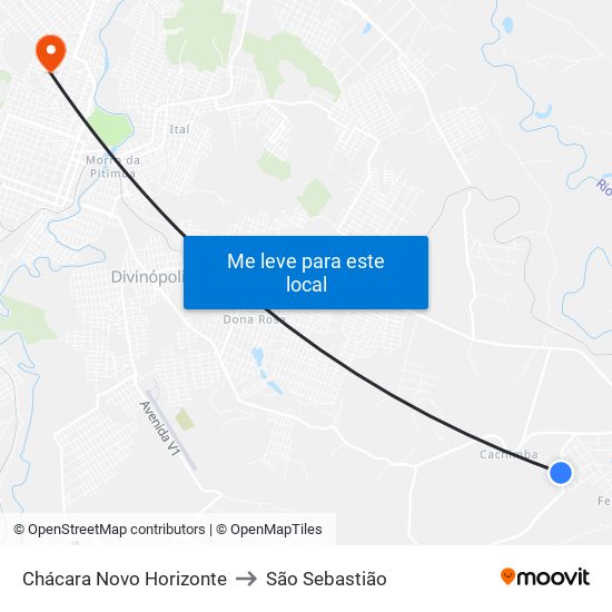 Chácara Novo Horizonte to São Sebastião map