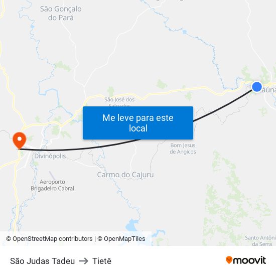 São Judas Tadeu to Tietê map