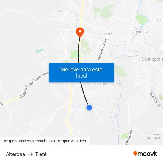 Alterosa to Tietê map