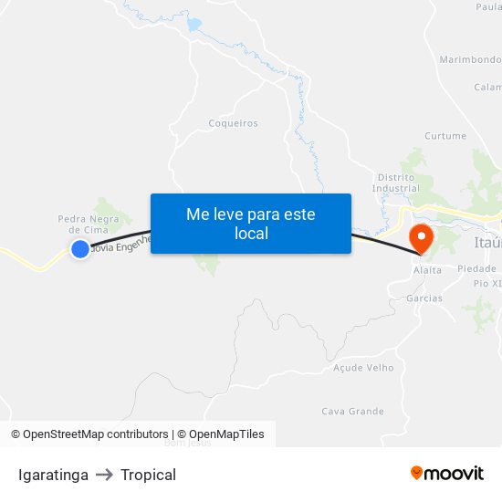 Igaratinga to Tropical map