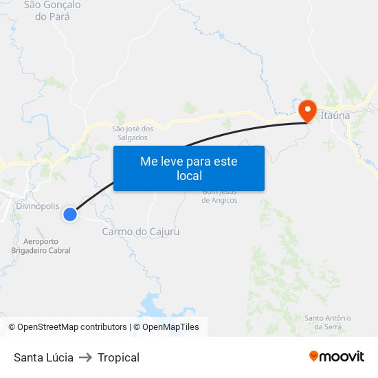 Santa Lúcia to Tropical map