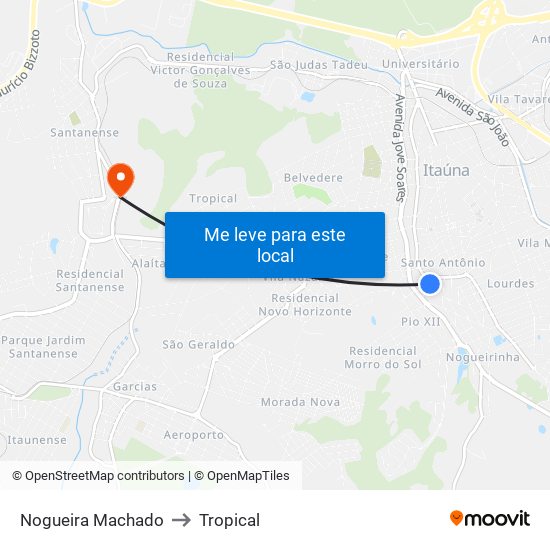 Nogueira Machado to Tropical map