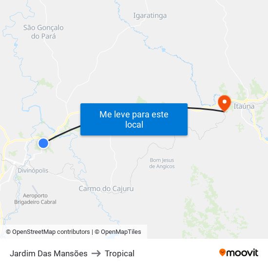 Jardim Das Mansões to Tropical map